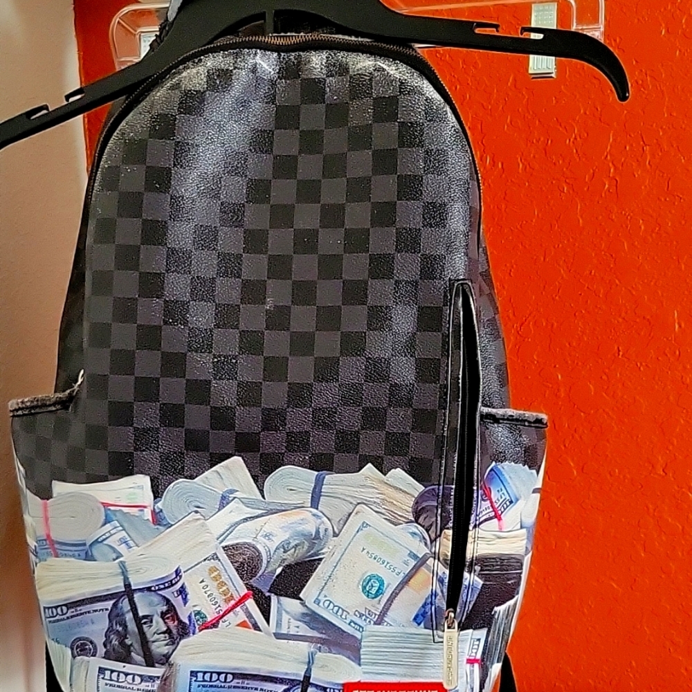 Stylish Original Sprayground Black Checkered Backpack